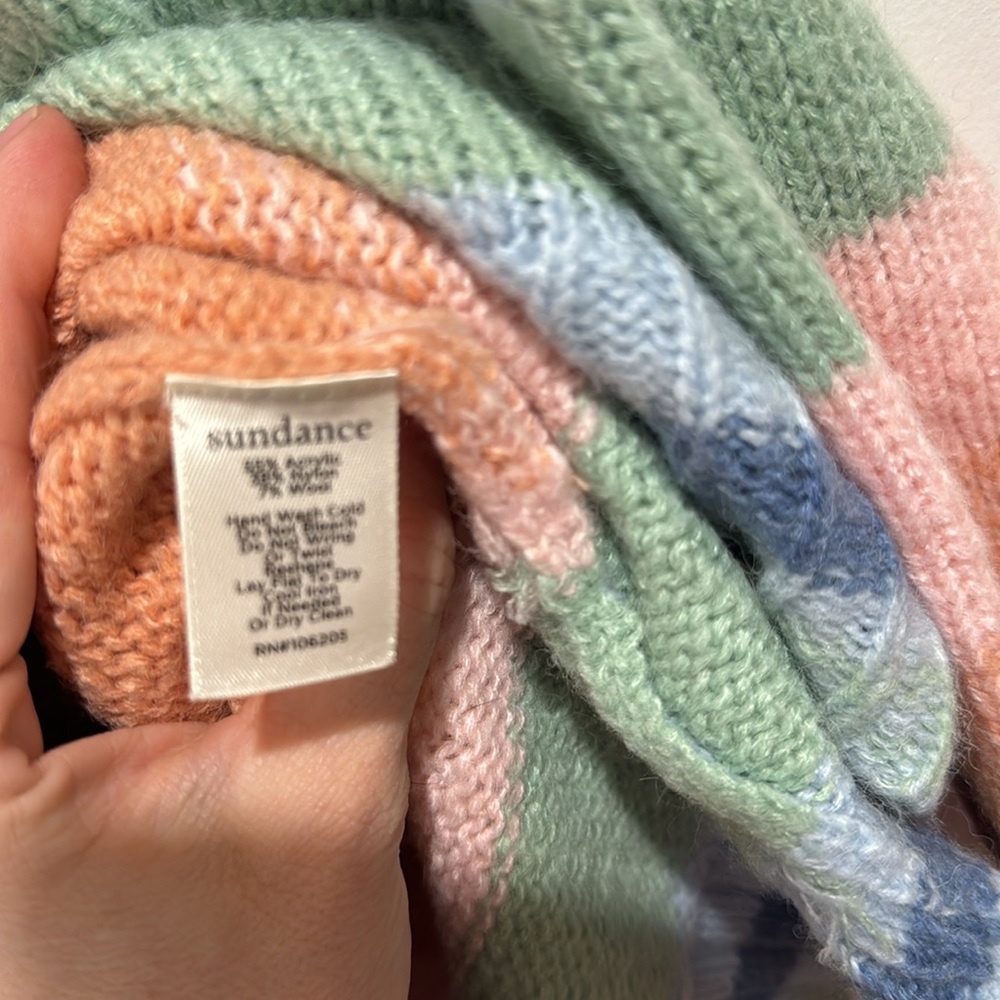 SUNDANCE WOOL BLEND STRIPED SIBELLA SWEATER LARGE - Picture 8 of 8